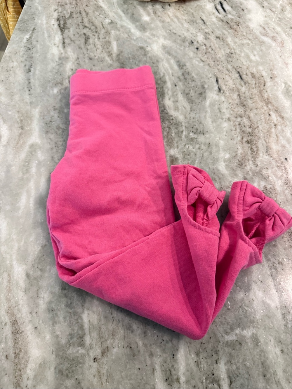 Girls Pink Ruffle Hem Leggings
